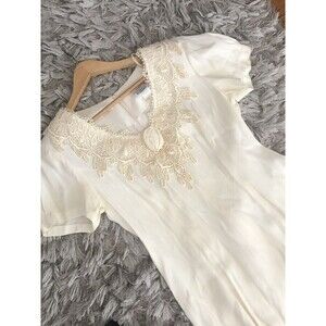 Scarlett VintageIvory Lace Maxi Prairie Boho Cottage Core Cream Dress Nightgown